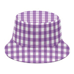 Purple And White Check Pattern Print Bucket Hat