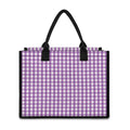 Purple And White Check Pattern Print Canvas Tote Bag