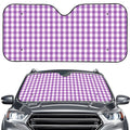 Purple And White Check Pattern Print Car Windshield Sun Shade