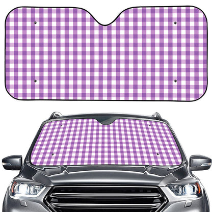 Purple And White Check Pattern Print Car Windshield Sun Shade