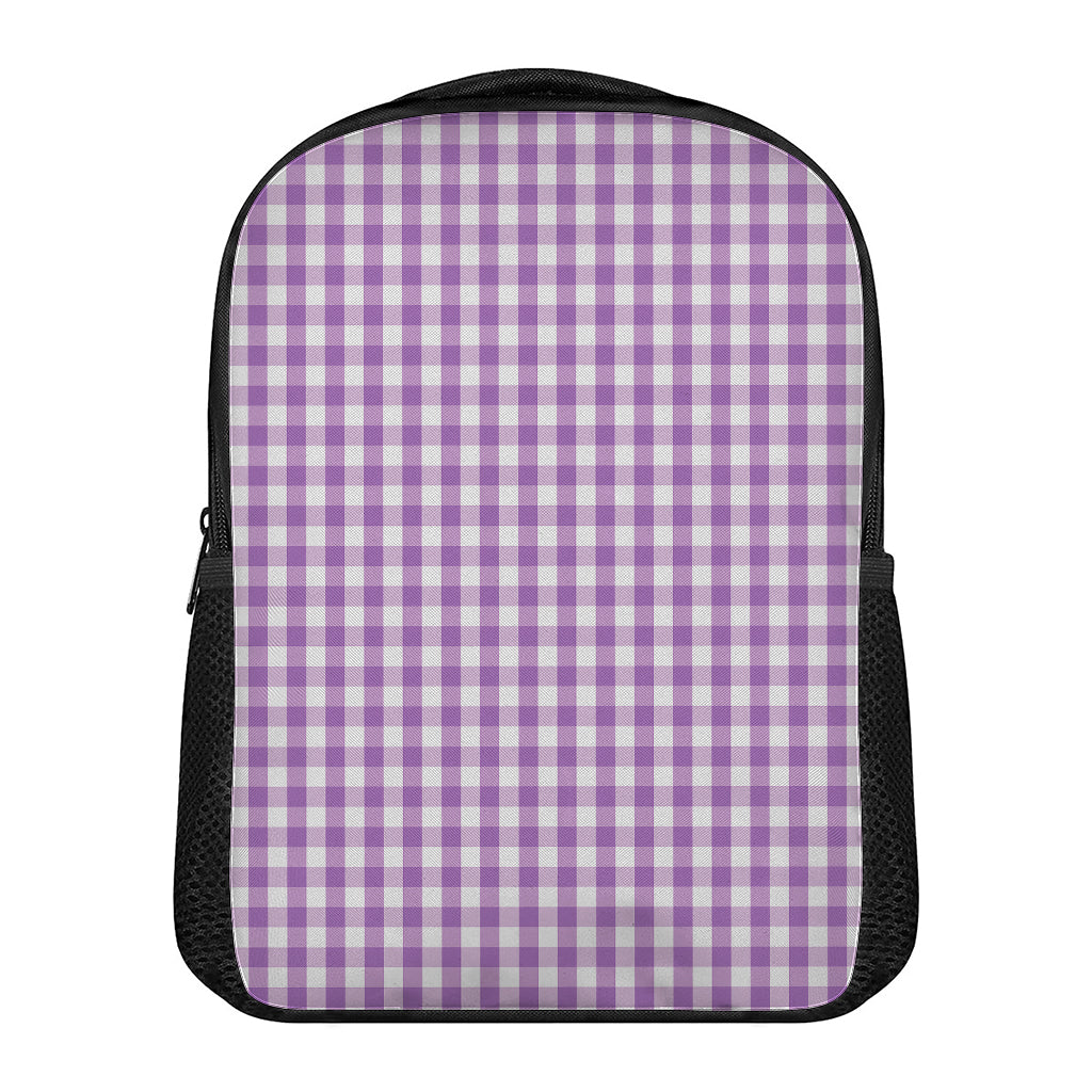 Purple And White Check Pattern Print Casual Backpack