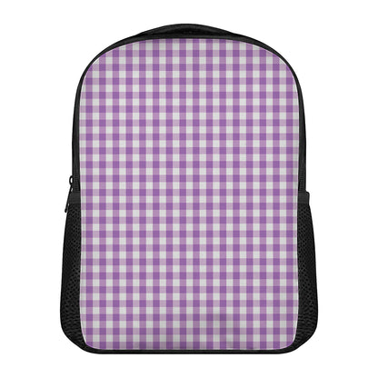 Purple And White Check Pattern Print Casual Backpack