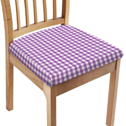 Purple And White Check Pattern Print Chair Cushion Cover