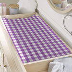 Purple And White Check Pattern Print Changing Pad Cover