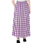 Purple And White Check Pattern Print Chiffon Maxi Skirt
