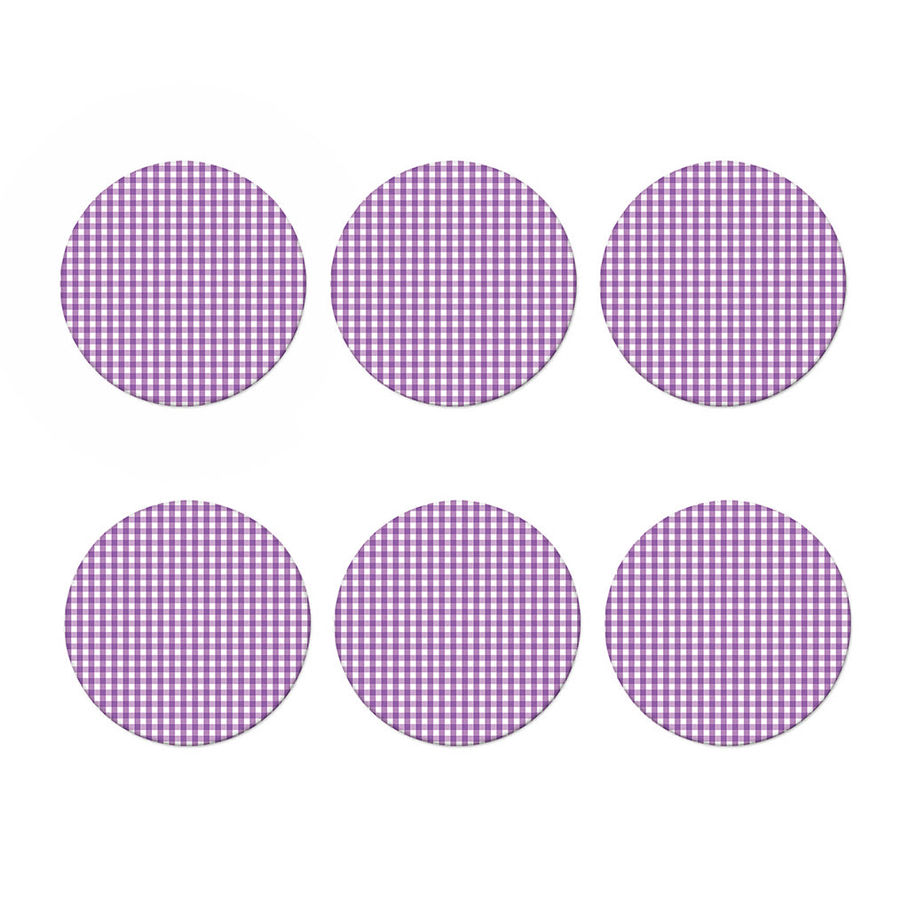 Purple And White Check Pattern Print Coaster Set