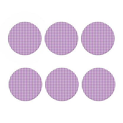 Purple And White Check Pattern Print Coaster Set