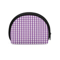 Purple And White Check Pattern Print Coin Purse