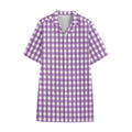 Purple And White Check Pattern Print Cotton Hawaiian Shirt