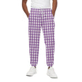 Purple And White Check Pattern Print Cotton Sweatpants