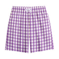 Purple And White Check Pattern Print Cotton Shorts