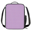 Purple And White Check Pattern Print Crossbody Lunch Bag