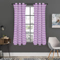 Purple And White Check Pattern Print Grommet Curtain Panels