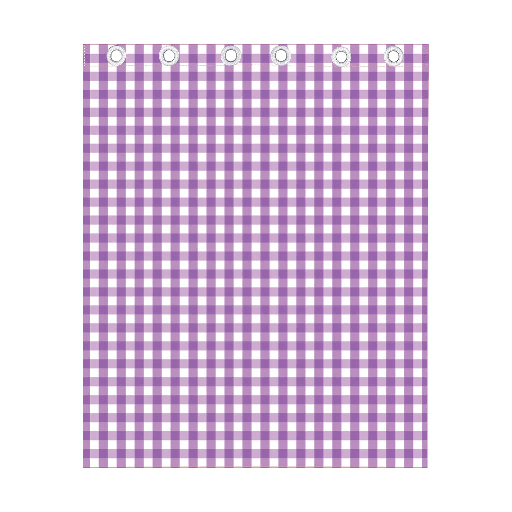 Purple And White Check Pattern Print Curtain