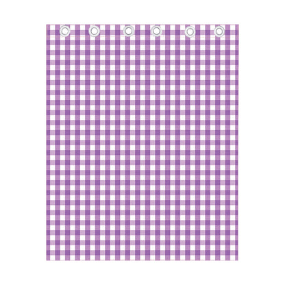 Purple And White Check Pattern Print Curtain