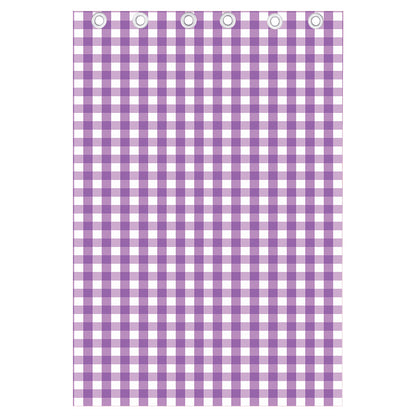 Purple And White Check Pattern Print Curtain