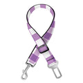Purple And White Check Pattern Print Dog Seat Belt