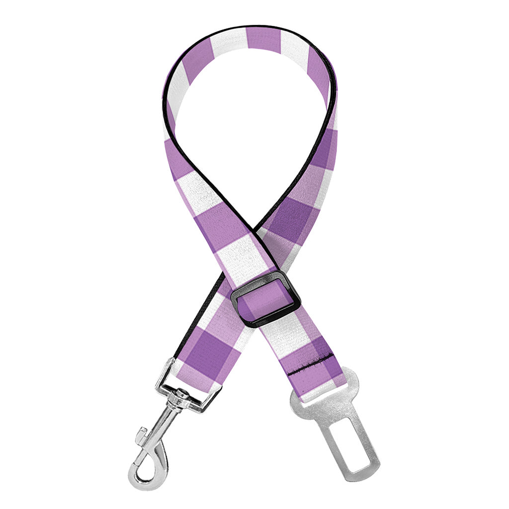 Purple And White Check Pattern Print Dog Seat Belt