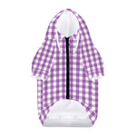 Purple And White Check Pattern Print Dog Zip Up Hoodie