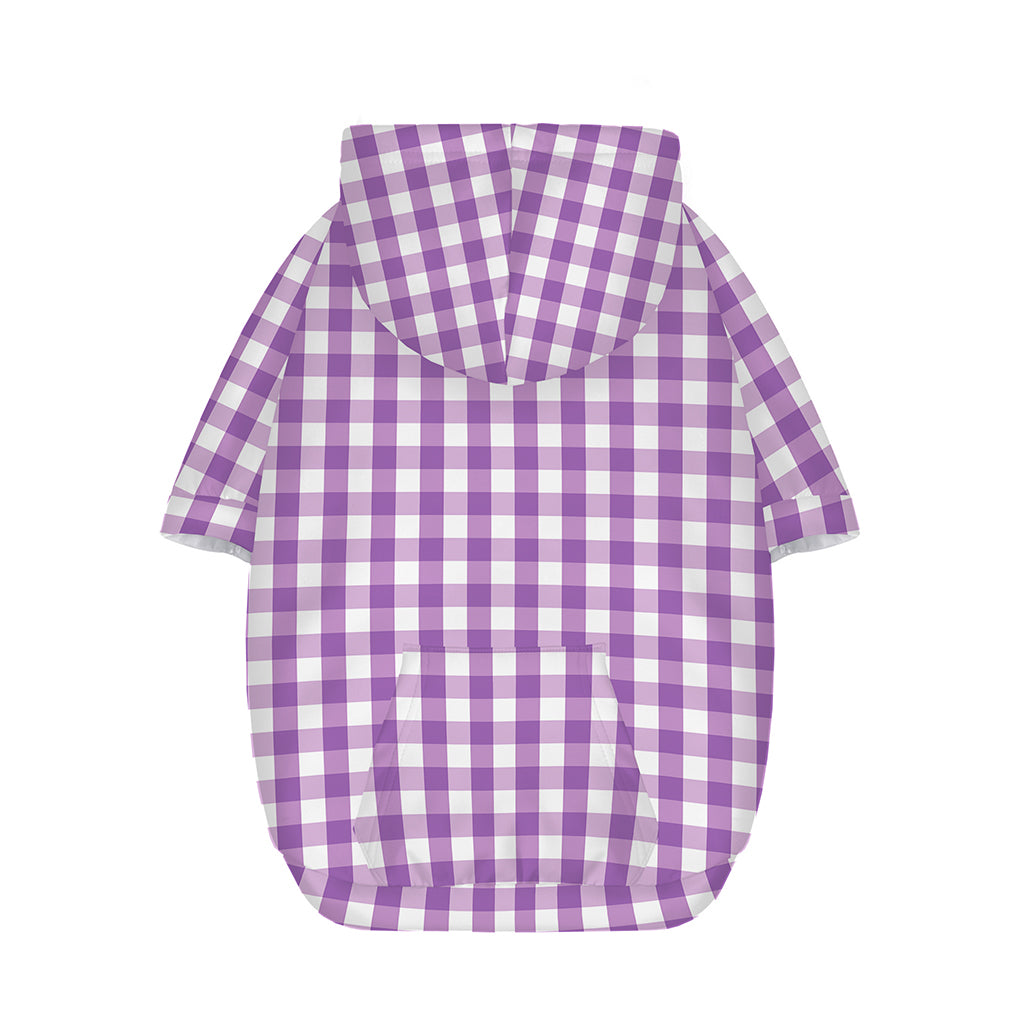 Purple And White Check Pattern Print Dog Zip Up Hoodie