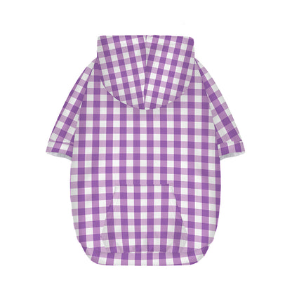 Purple And White Check Pattern Print Dog Zip Up Hoodie
