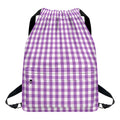 Purple And White Check Pattern Print Drawstring Backpack
