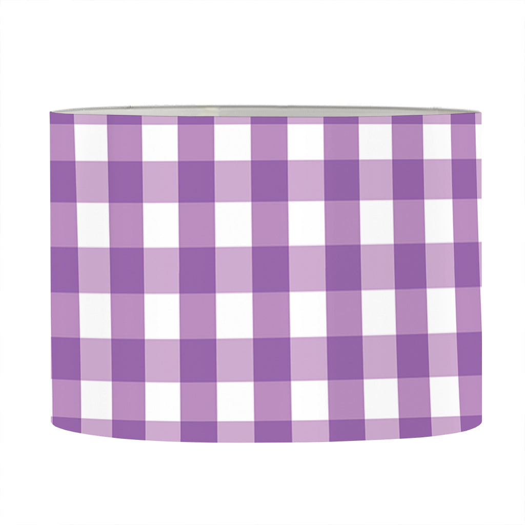 Purple And White Check Pattern Print Drum Lamp Shade