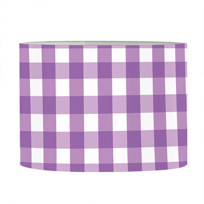 Purple And White Check Pattern Print Drum Lamp Shade