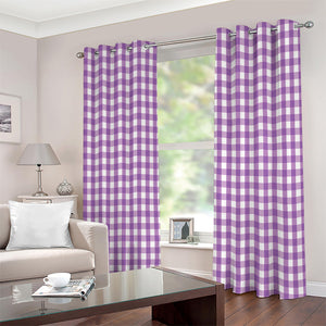 Purple And White Check Pattern Print Extra Wide Grommet Curtains