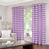 Purple And White Check Pattern Print Extra Wide Grommet Curtains