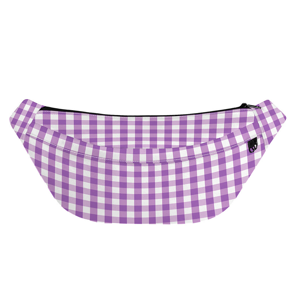 Purple And White Check Pattern Print Fanny Pack