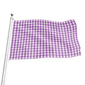 Purple And White Check Pattern Print Flag