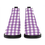 Purple And White Check Pattern Print Flat Ankle Boots