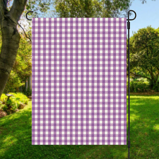 Purple And White Check Pattern Print Garden Flag