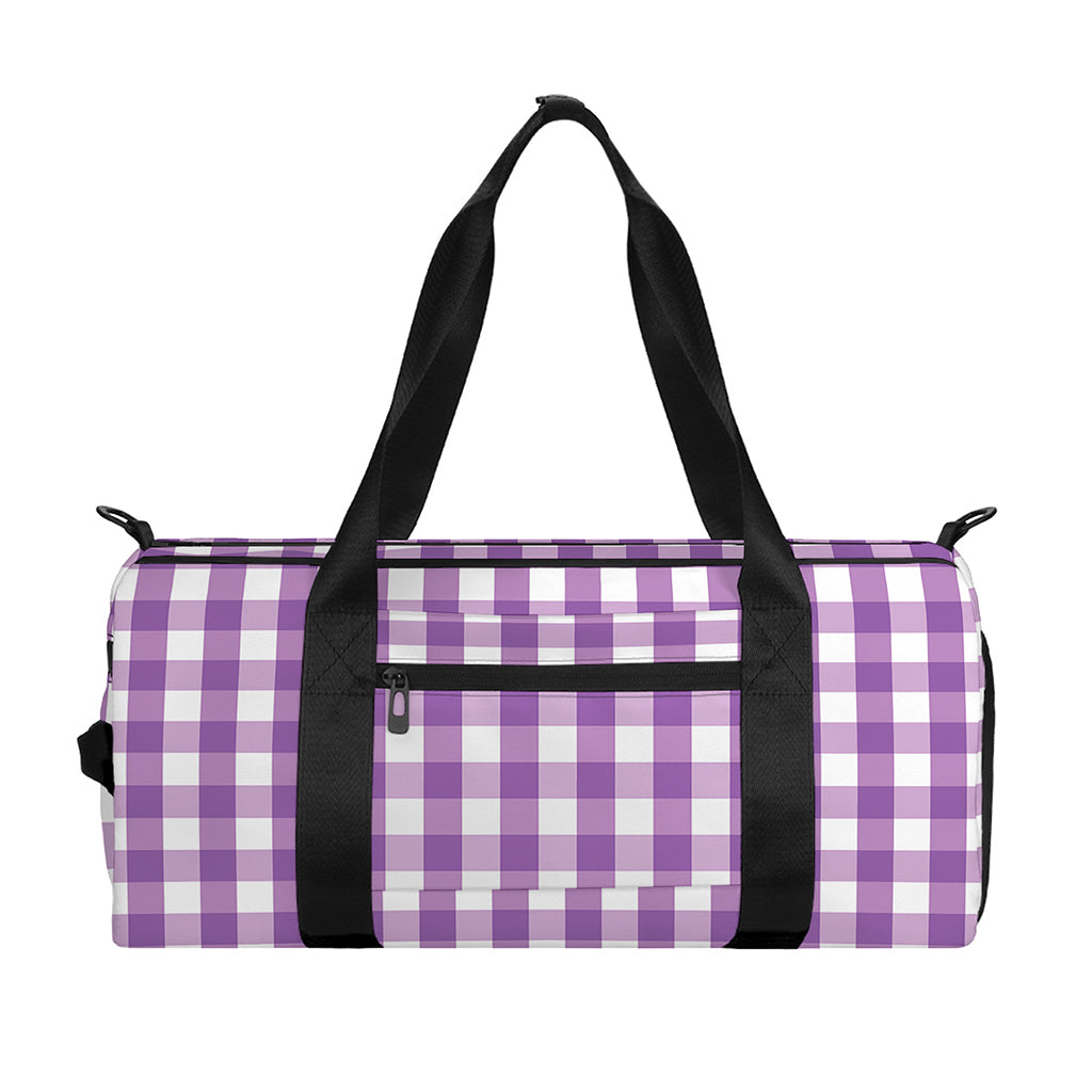 Purple And White Check Pattern Print Gym Bag