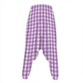 Purple And White Check Pattern Print Hammer Pants