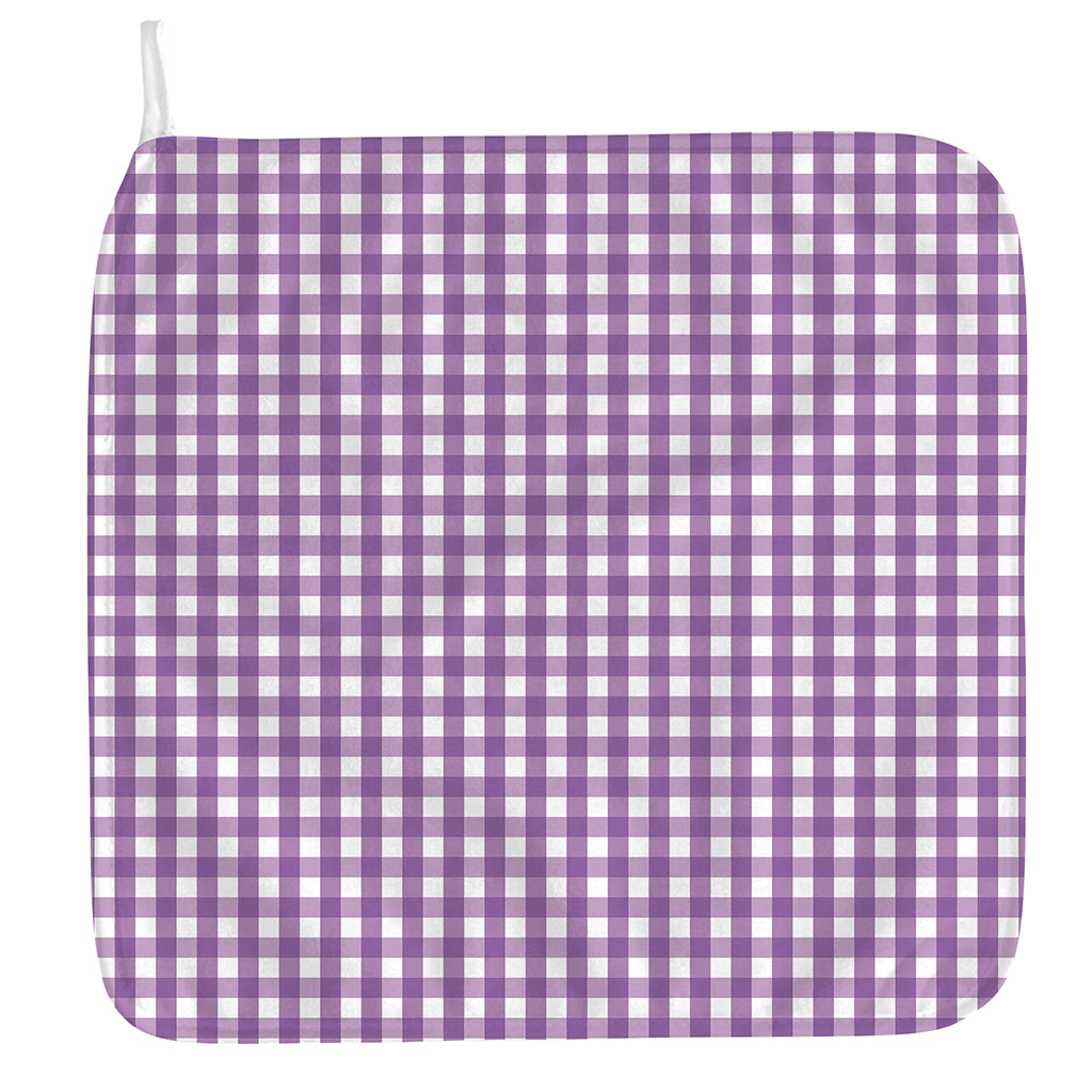 Purple And White Check Pattern Print Hand Towel