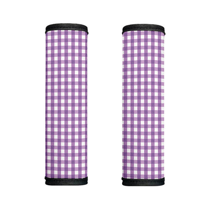 Purple And White Check Pattern Print Handle Covers