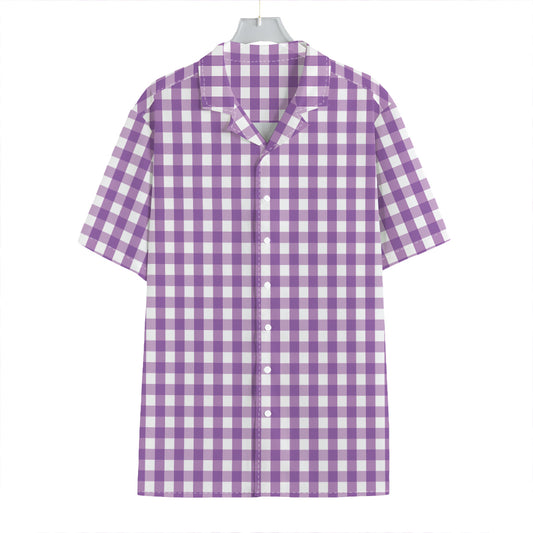 Purple And White Check Pattern Print Hawaiian Shirt