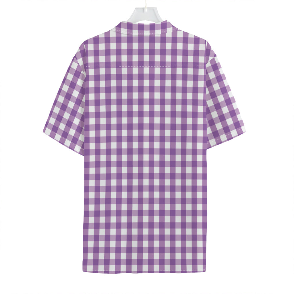 Purple And White Check Pattern Print Hawaiian Shirt