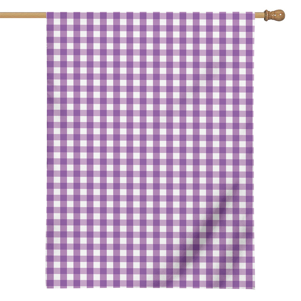 Purple And White Check Pattern Print House Flag