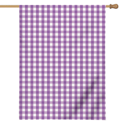 Purple And White Check Pattern Print House Flag