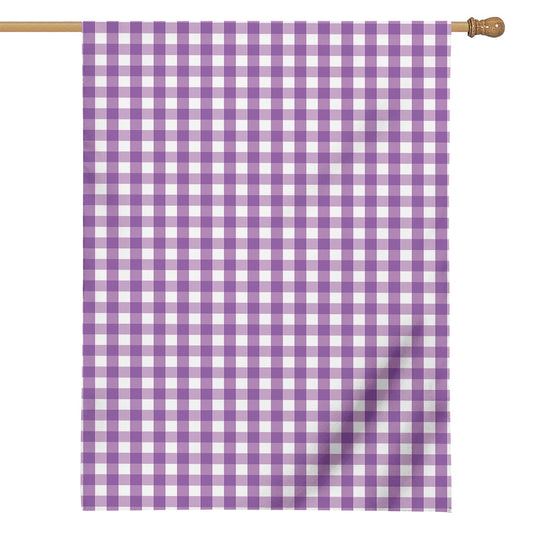 Purple And White Check Pattern Print House Flag