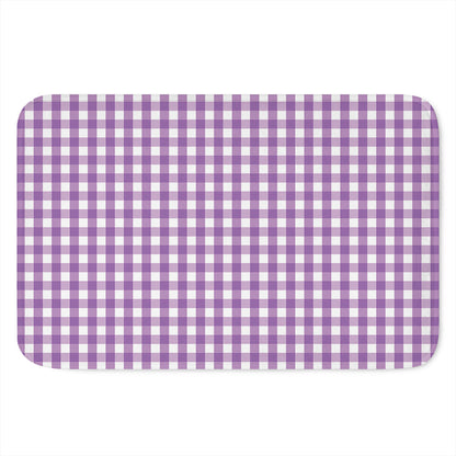 Purple And White Check Pattern Print Indoor Door Mat