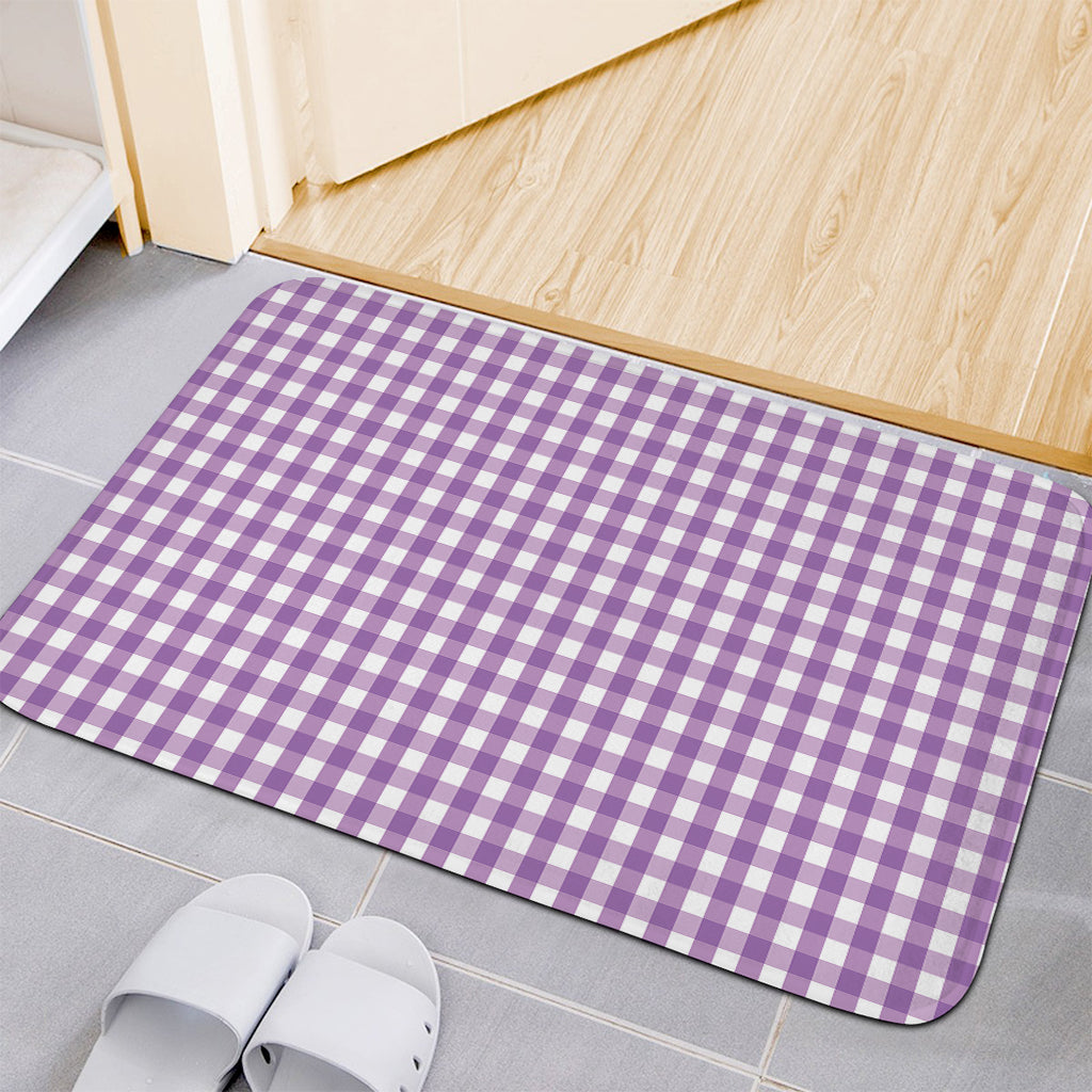 Purple And White Check Pattern Print Indoor Door Mat