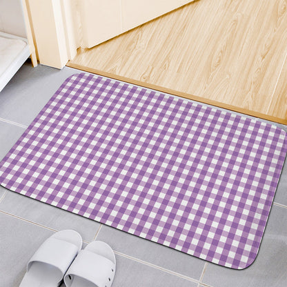Purple And White Check Pattern Print Indoor Door Mat