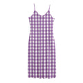 Purple And White Check Pattern Print Jersey Midi Cami Dress