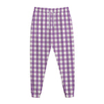 Purple And White Check Pattern Print Jogger Pants