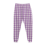 Purple And White Check Pattern Print Jogger Pants