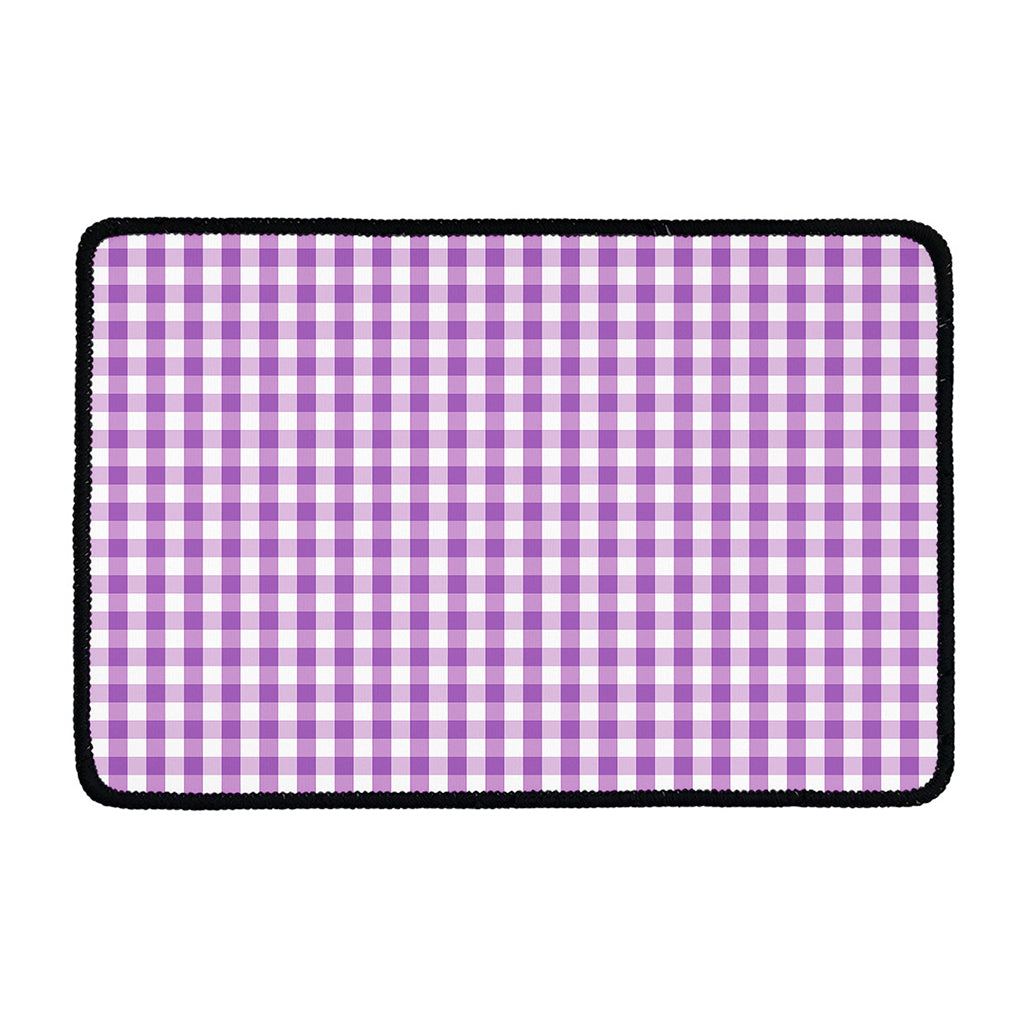 Purple And White Check Pattern Print Kitchen Mat